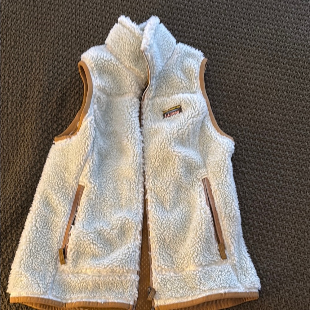 L.L. Bean Teal and Tan Sherpa Vest